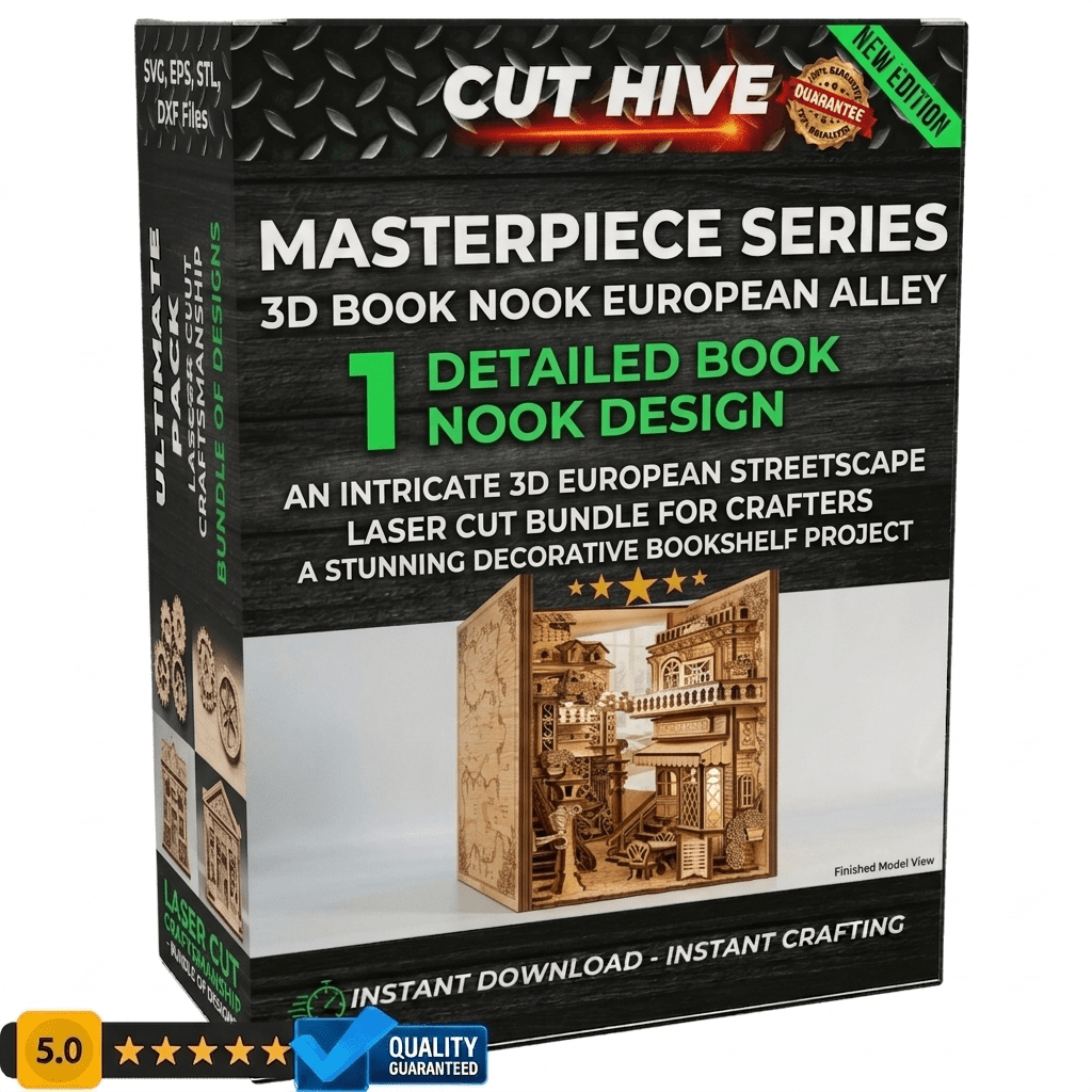Cut Hive Masterpiece Series - 3D Book Nook European Alley Laser Cut Design - Cut Hive