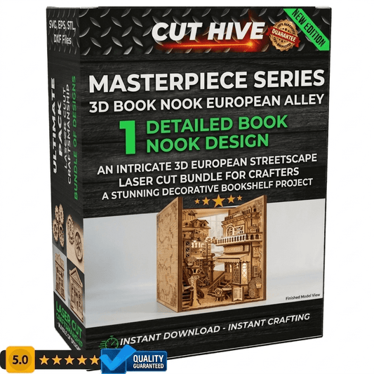 Cut Hive Masterpiece Series - 3D Book Nook European Alley Laser Cut Design - Cut Hive