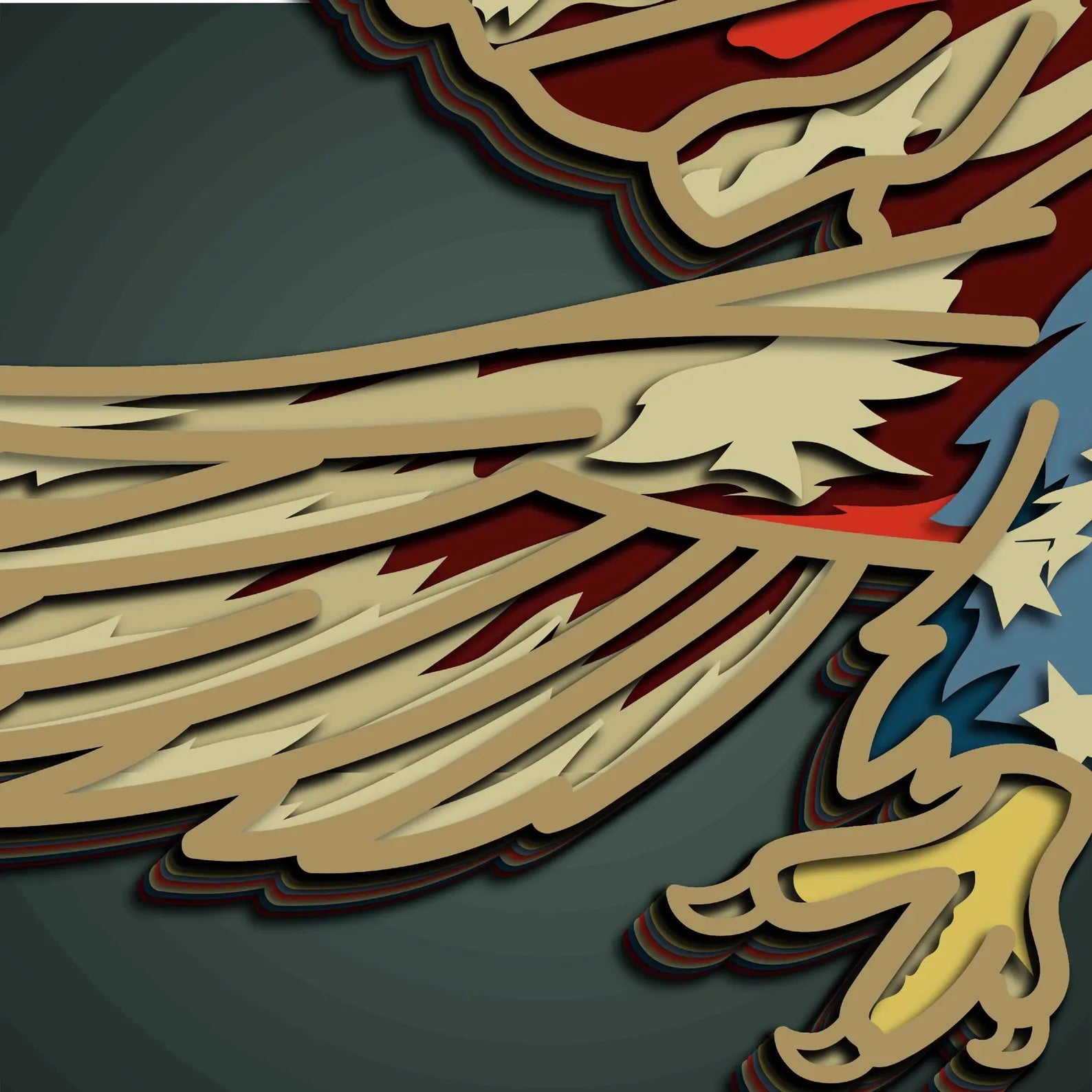 Cut Hive Masterpiece Series - 3D USA Flag Pattern Eagle Patriotic Multi - Layer Laser Cut Design - Cut Hive