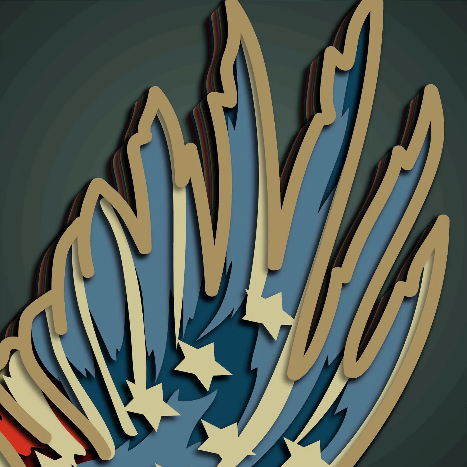 Cut Hive Masterpiece Series - 3D USA Flag Pattern Eagle Patriotic Multi - Layer Laser Cut Design - Cut Hive