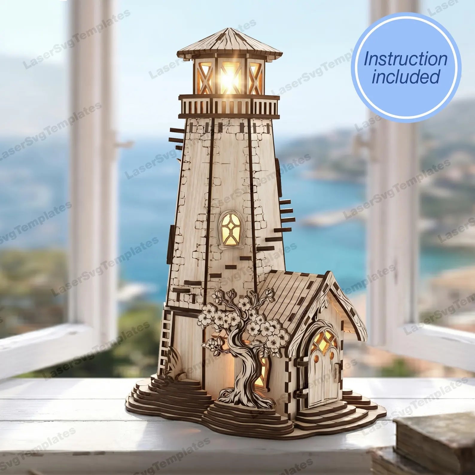 Cut Hive Masterpiece Series - Lighthouse Candle Holder Table Lamp Laser Cut Design - Cut Hive