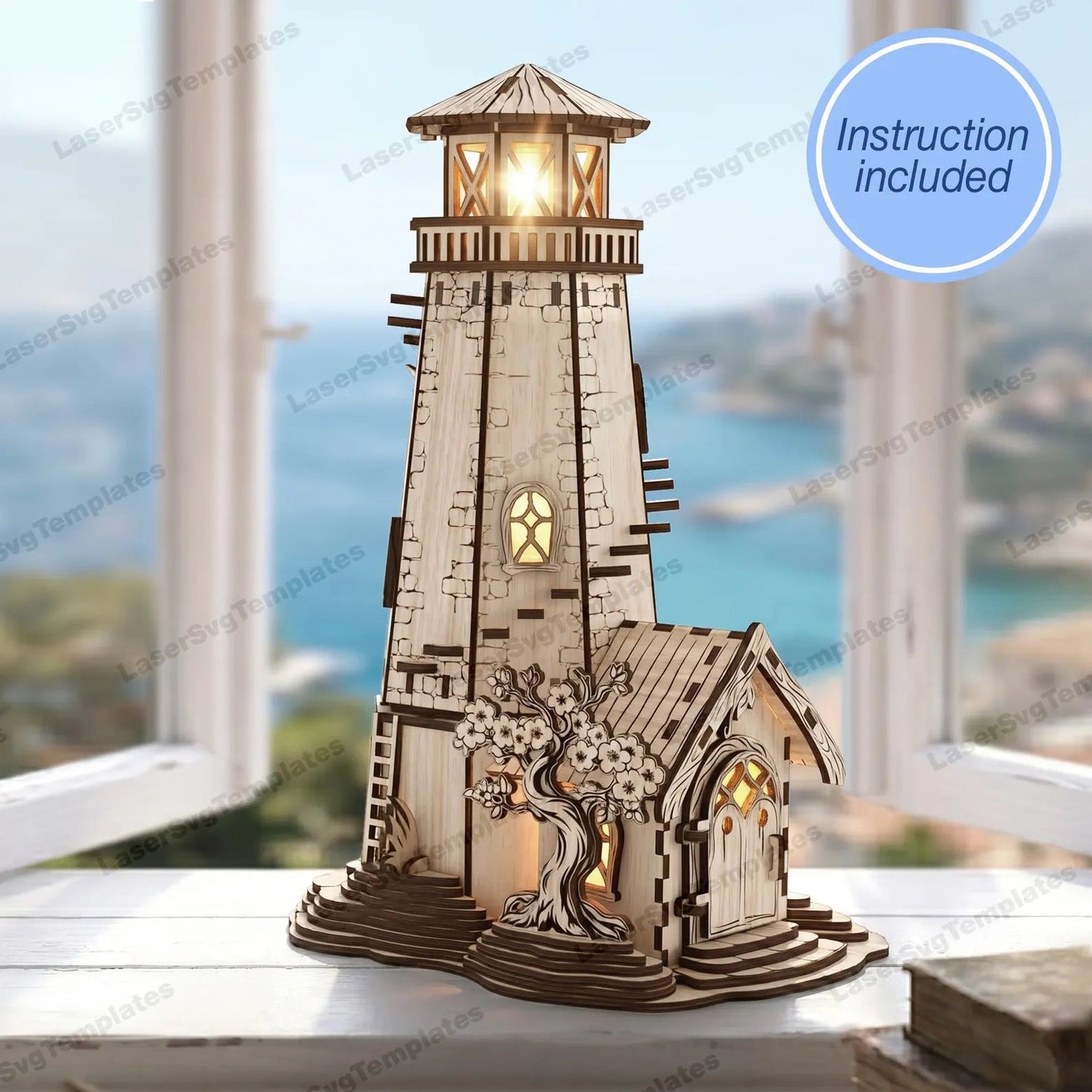 Cut Hive Masterpiece Series - Lighthouse Candle Holder Table Lamp Laser Cut Design - Cut Hive