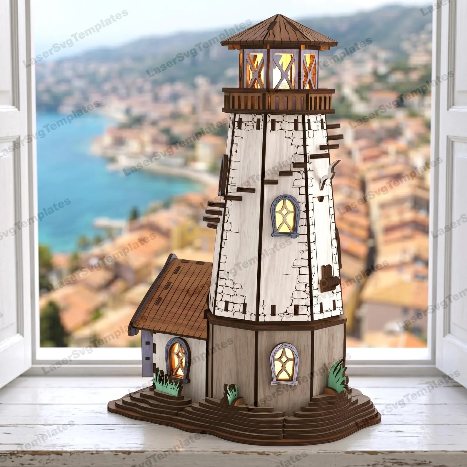 Cut Hive Masterpiece Series - Lighthouse Candle Holder Table Lamp Laser Cut Design - Cut Hive