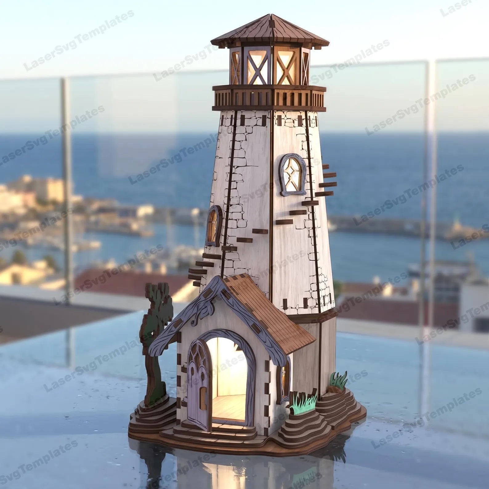 Cut Hive Masterpiece Series - Lighthouse Candle Holder Table Lamp Laser Cut Design - Cut Hive