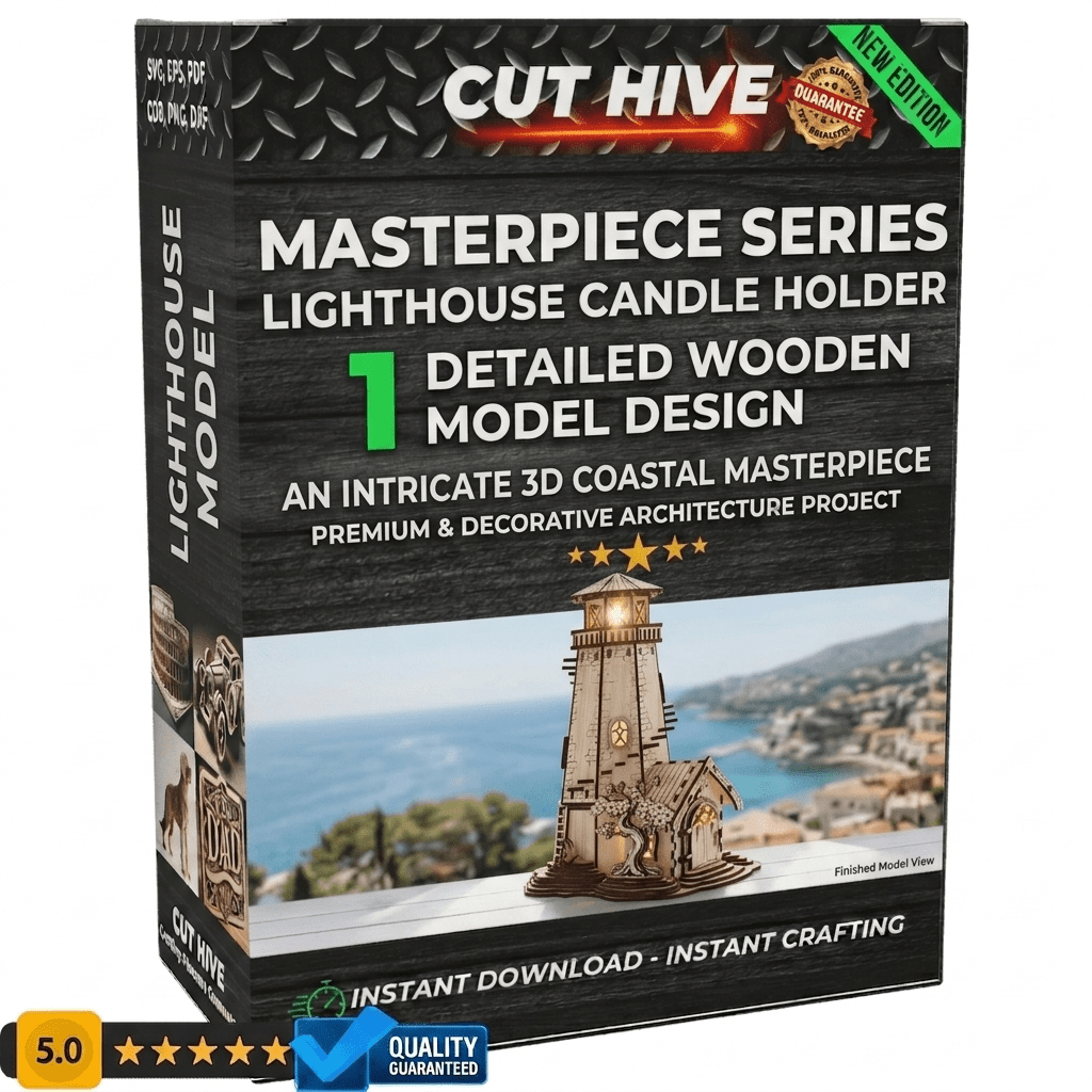 Cut Hive Masterpiece Series - Lighthouse Candle Holder Table Lamp Laser Cut Design - Cut Hive