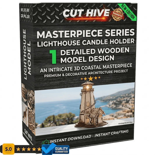 Cut Hive Masterpiece Series - Lighthouse Candle Holder Table Lamp Laser Cut Design - Cut Hive