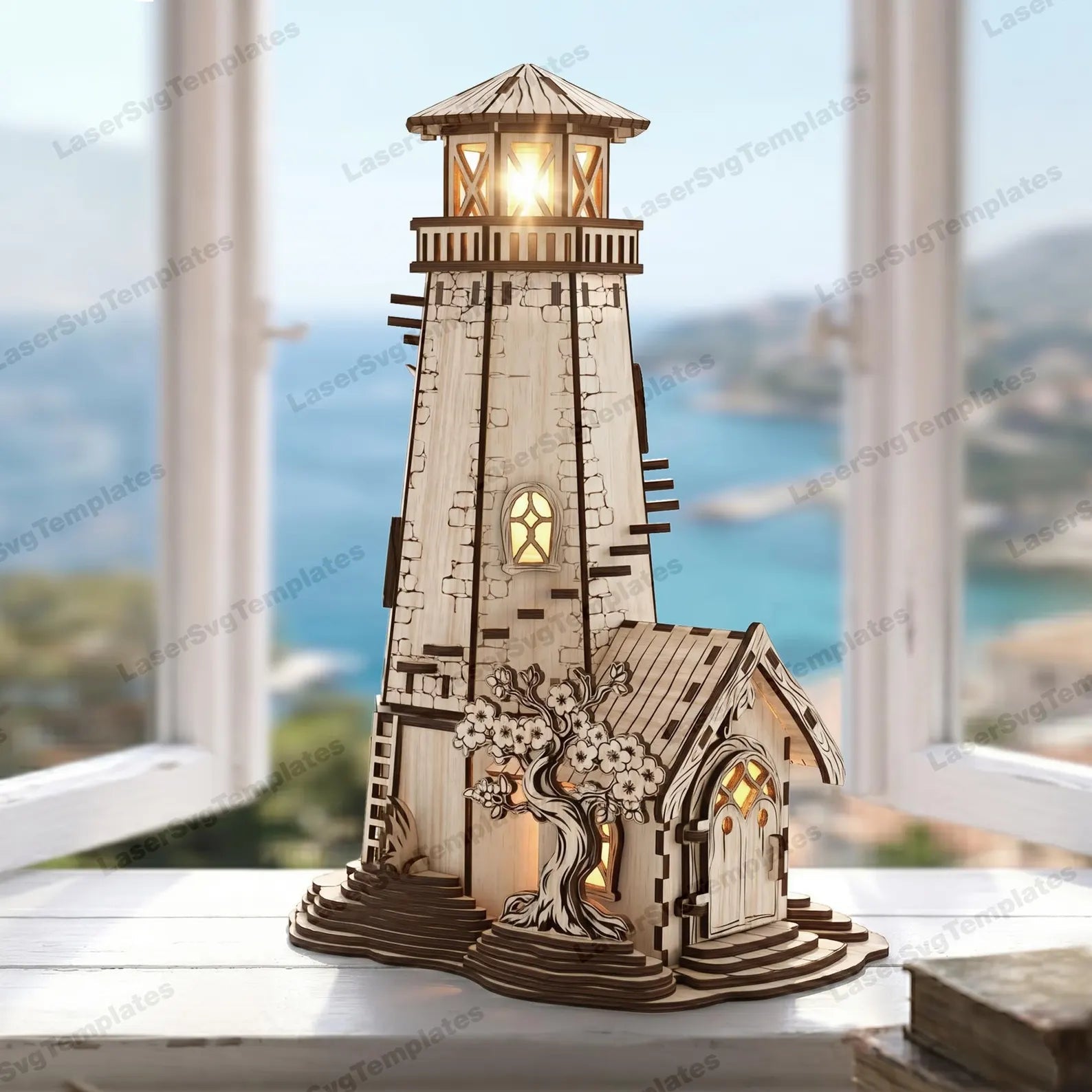 Cut Hive Masterpiece Series - Lighthouse Candle Holder Table Lamp Laser Cut Design - Cut Hive