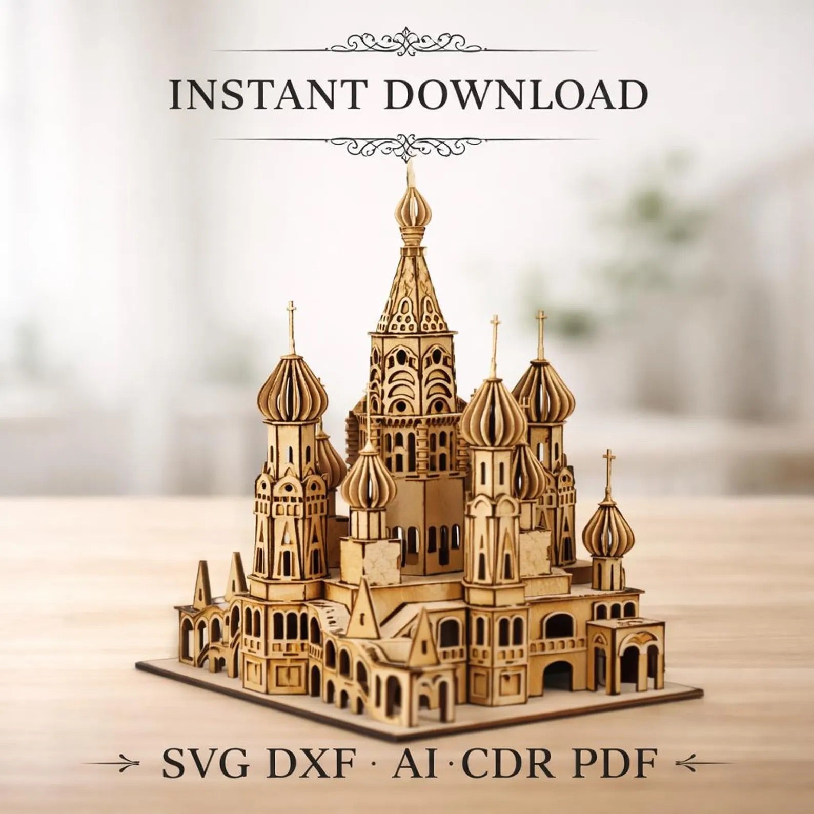 Cut Hive Masterpieces - 4 Landmarks Laser Cut 3D Bundle (Eiffel Tower, Sydney Opera, Disney Castle, Saint Basil’s) - Cut Hive