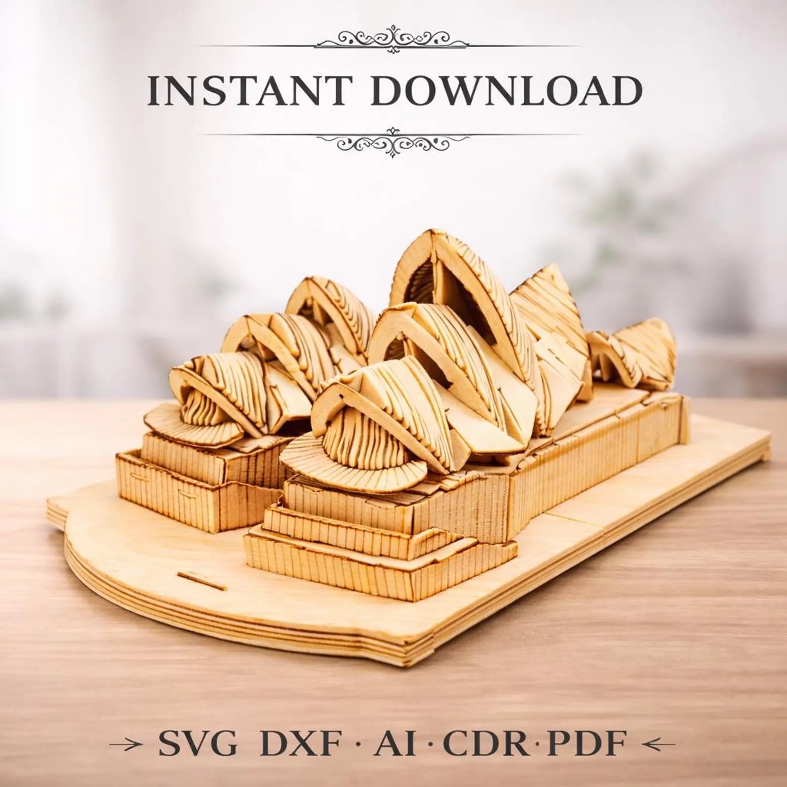 Cut Hive Masterpieces - 4 Landmarks Laser Cut 3D Bundle (Eiffel Tower, Sydney Opera, Disney Castle, Saint Basil’s) - Cut Hive