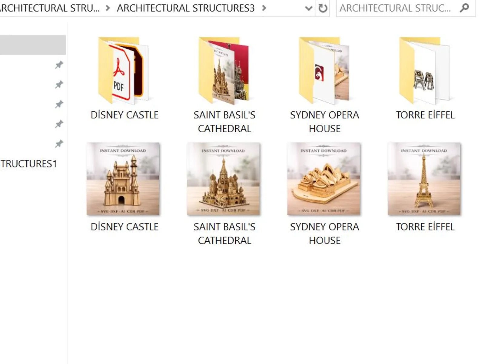 Cut Hive Masterpieces - 4 Landmarks Laser Cut 3D Bundle (Eiffel Tower, Sydney Opera, Disney Castle, Saint Basil’s) - Cut Hive