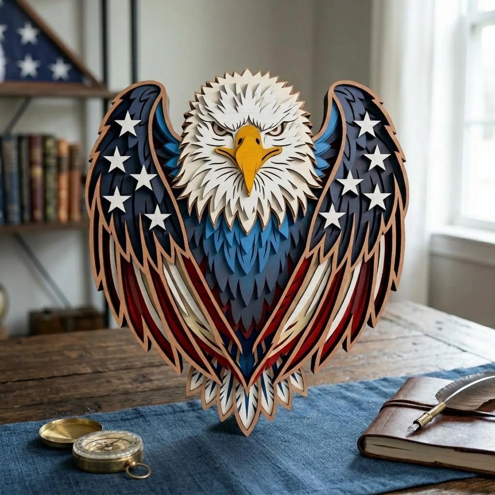 Cut Hive Masterpieces - American Eagle Patriotic Layered Eagle Laser Cut Design - Cut Hive