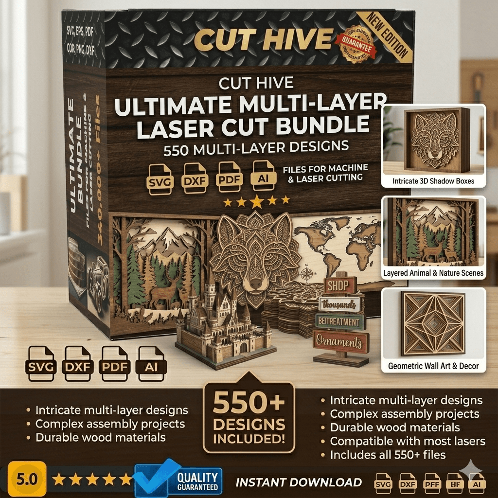 Cut Hive Multi - Layer Laser Cut Bundle - 550 Multi - Layer Designs - Cut Hive