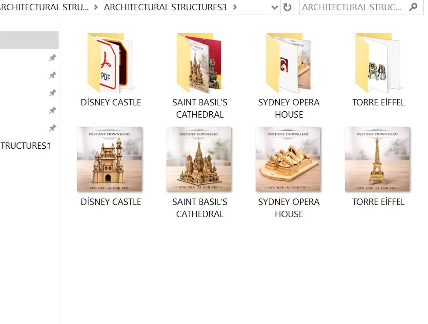 Cut Hive Masterpieces - 4 Landmarks Laser Cut 3D Bundle (Eiffel Tower, Sydney Opera, Disney Castle, Saint Basil’s)