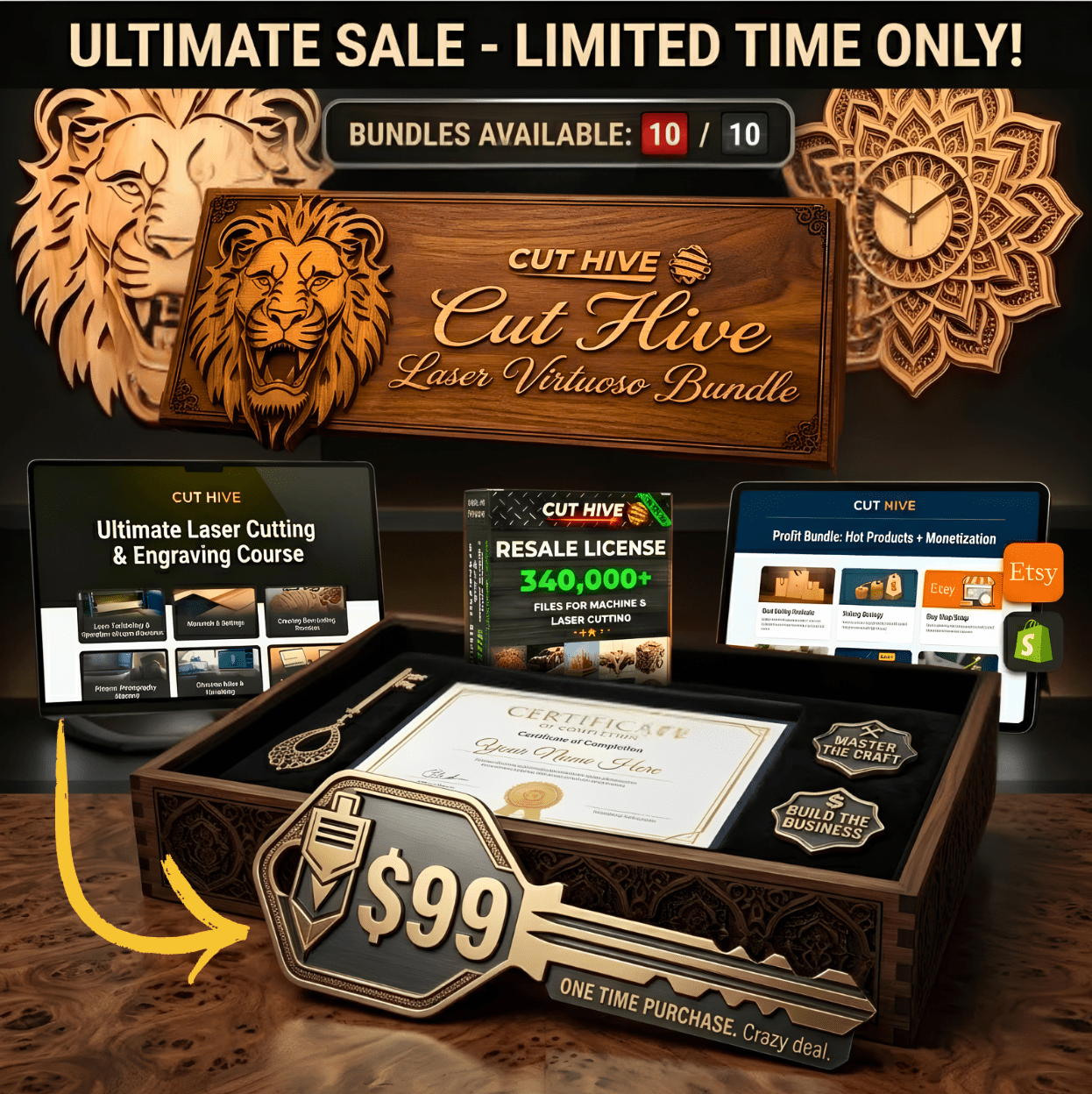 The Laser Virtuoso Bundle: Full Ultimate Course + Full Profit Bundle + Full License + Full Ultimate Pack - Cut Hive